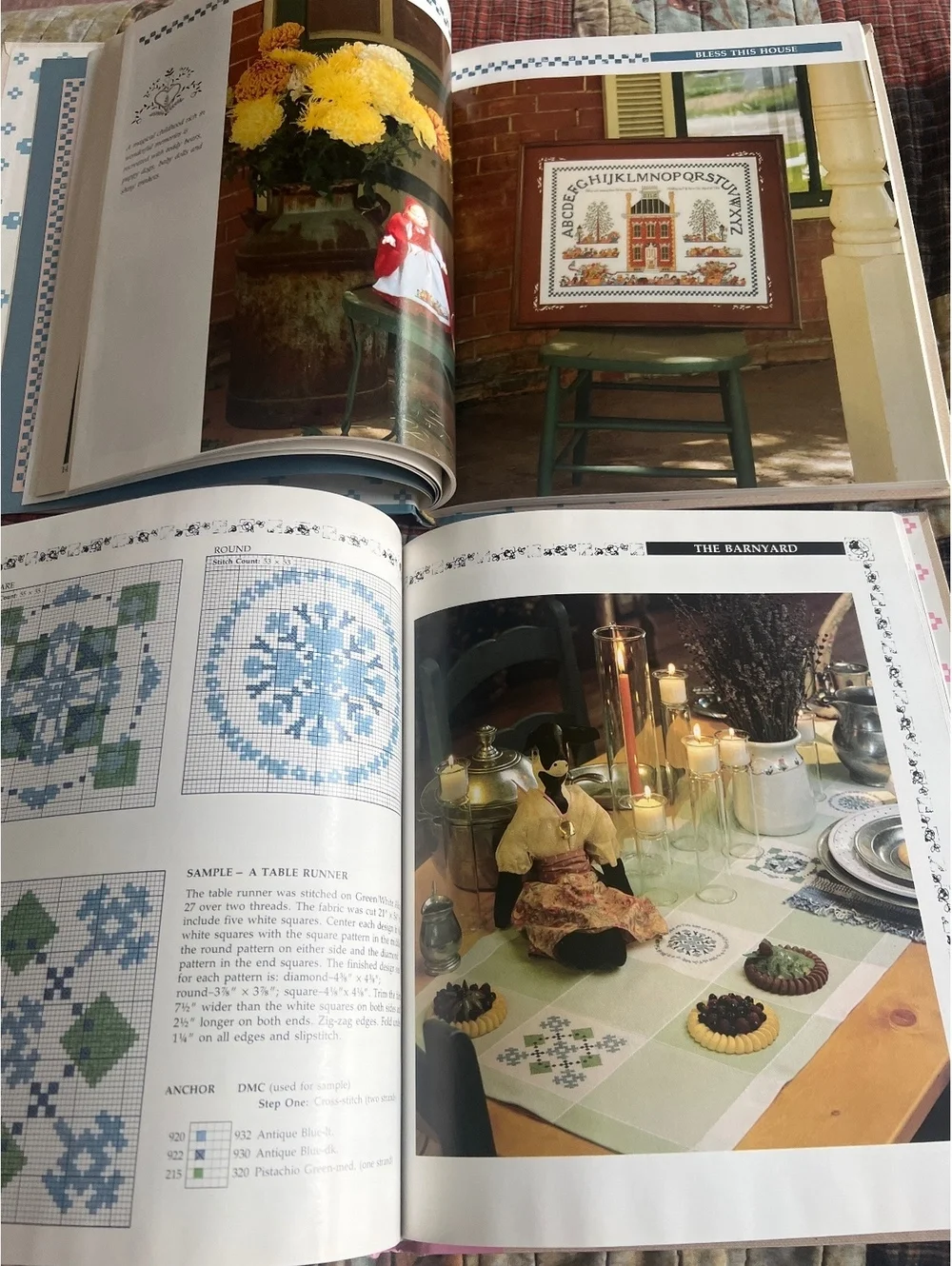 Country Cross-Stitch Designs & Quilt Designs in Cross-Stitch Books Set by Ellen/